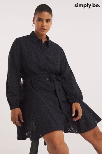 Simply Be Black Lace Godet Skater Dress (N18499) | £42