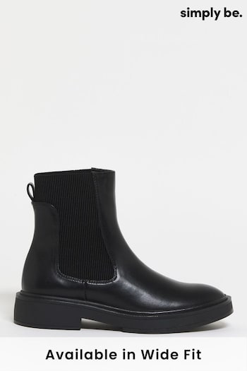 Simply Be Black Ankle Chelsea  Boots athletic-inspired in Extra Wide Fit (N18515) | £32
