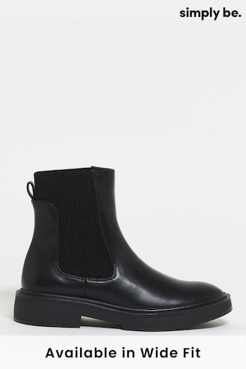 Simply Be Classic Chelsea Ankle Black Boots in Wide/Extra Wide Fit (N18516) | £32