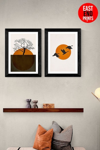 East End Prints Orange Days of Silence Wall Set by Kubistika (N18604) | £90 - £240