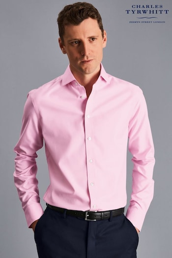 Charles Tyrwhitt Pink Non Iron Twill Cutaway Slim Fit Shirt (N18820) | £65