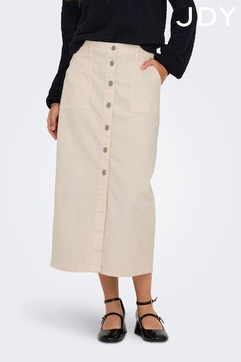 JDY Cream Button Front Denim Midi Skirt (N18828) | £32