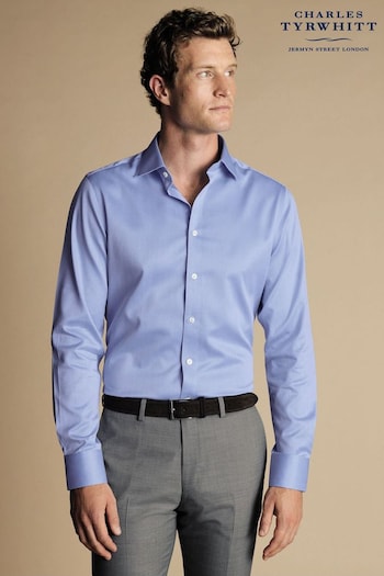 Charles Tyrwhitt Blue Egyptian Cotton Windsor Weave Slim Fit Shirt (N18852) | £70