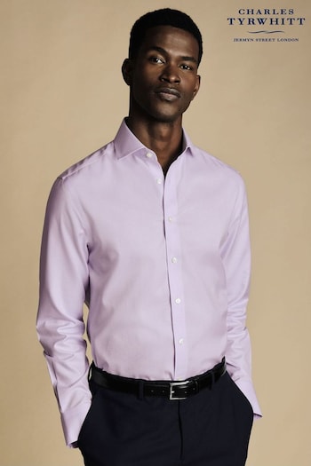Charles Tyrwhitt Purple Non-iron Twill Cutaway Slim Fit Shirt (N18854) | £65