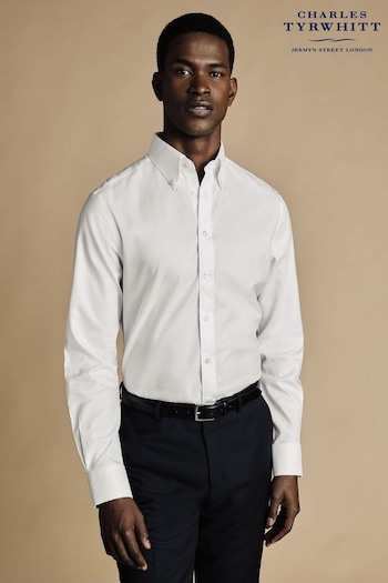 Charles Tyrwhitt White Non-iron Button-Down Twill Slim Fit Shirt (N18856) | £65