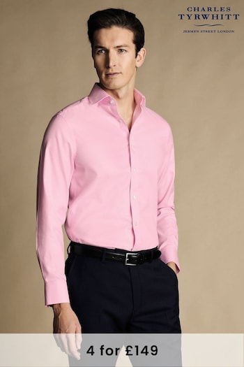Charles Tyrwhitt Pink Non-iron Twill Slim Fit Shirt (N18862) | £65