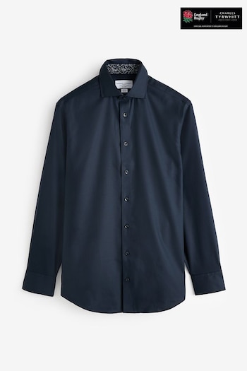 Charles Tyrwhitt Black Non-iron Twill With Printed Trim Slim Fit Shirt (N18866) | £65