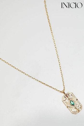 Inicio Gold Recycled Cubic Zirconia Pendant Necklace (N18877) | £40