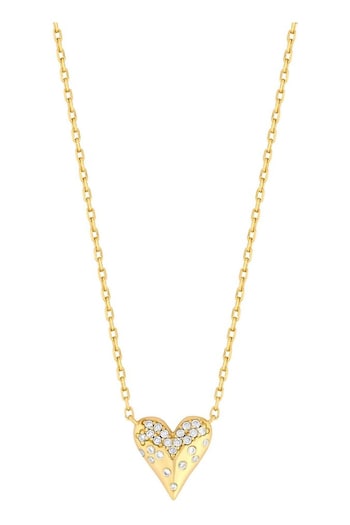 Inicio Gold Plated Cubic Zirconia Heart Pendant Necklace (N18879) | £30