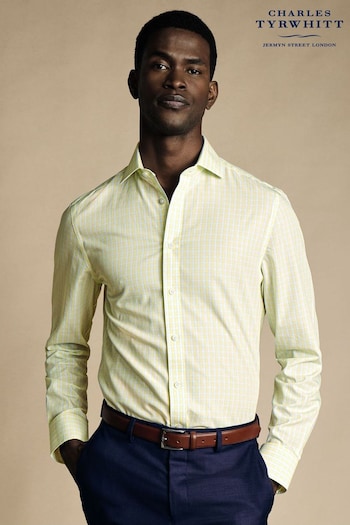 Charles Tyrwhitt Yellow Check Non-iron Poplin CA Slim Fit Shirt (N18894) | £60