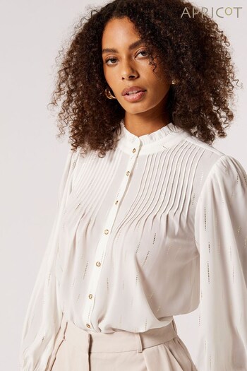Apricot Cream Dotty Lines Pintuck Detail Blouse (N18898) | £35