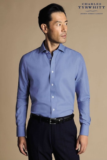 Charles Tyrwhitt Blue Non-iron Mayfair Weave Cutaway Slim Fit Shirt (N18926) | £70