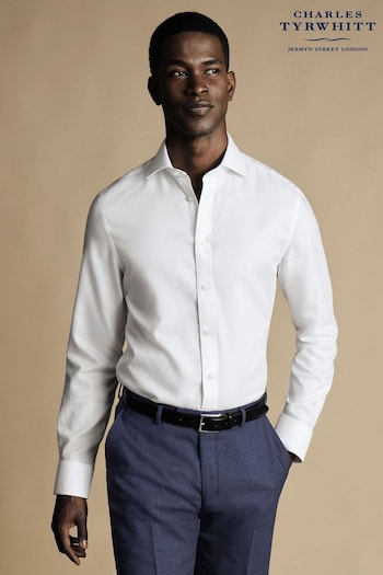 Charles Tyrwhitt White Non-iron Mayfair Weave Cutaway Slim Fit Shirt (N18935) | £70
