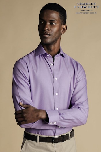 Charles Tyrwhitt Purple Non-iron Mayfair Weave Cutaway Slim Fit Shirt (N18936) | £70
