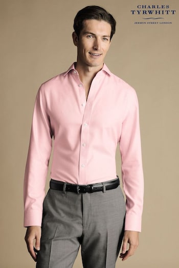 Charles Tyrwhitt Pink Non-iron Mayfair Weave Cutaway Slim Fit Shirt (N18969) | £70