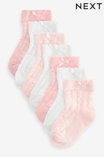 Pink Baby Cable Socks 7 Pack (0mths-2yrs) (N20148) | £9