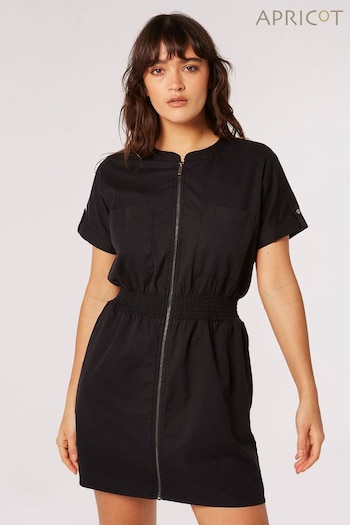 Apricot Black Zip Through Utility Dress (N20180) | £39