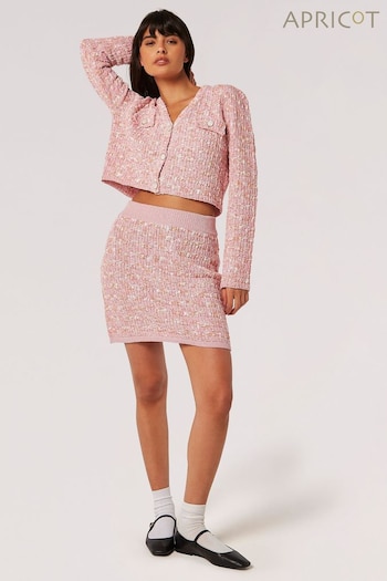 Apricot Pink Textured Check Mini Skirt (N20203) | £35