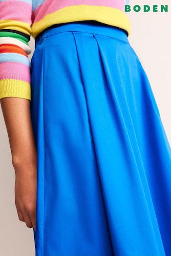 Boden Blue Isabella Cotton Sateen Skirt (N20213) | £85