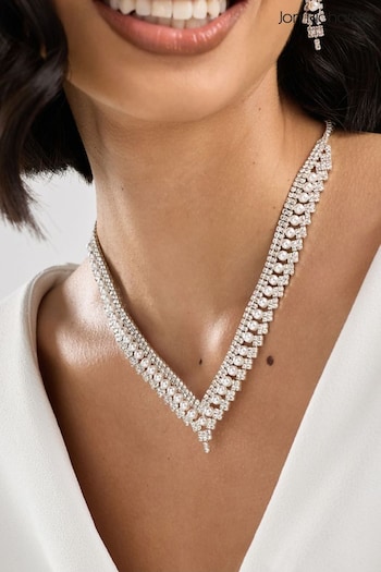 Jon Richard Silver Pearl And Crystal V Necklace (N20351) | £30