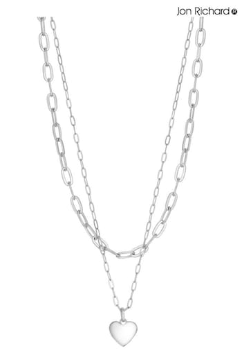 Jon Richard Silver Polished Layered Heart Necklace (N20411) | £30