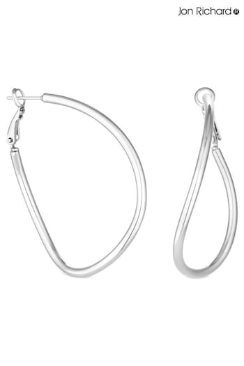 Jon Richard Silver Tone Large Stainless Steel Twist Hoop Earrings (N20422) | £20