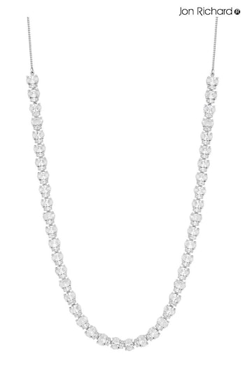 Jon Richard Silver Cubic Zirconia Oval And Navette Allway Necklace (N20426) | £60