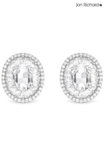 Jon Richard Silver Cubic Zirconia Statement Crystal Stud Earrings (N20462) | £35