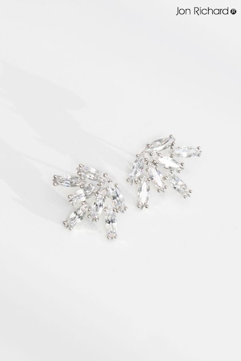 Jon Richard Silver Tone Cubic Zirconia Starburst Earrings (N20476) | £20