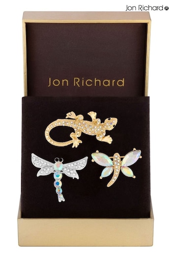 Jon Richard Black Gift Boxed Insect Brooches 3 Pack (N20480) | £25