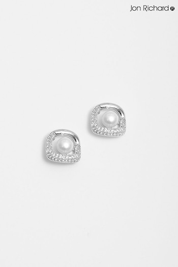 Jon Richard Silver Tone Freshwater Pearl Centre Stud Earrings (N20481) | £20