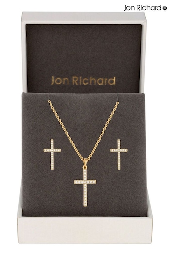 Jon Richard Gold Cubic Zirconia Cross Set (N20491) | £30