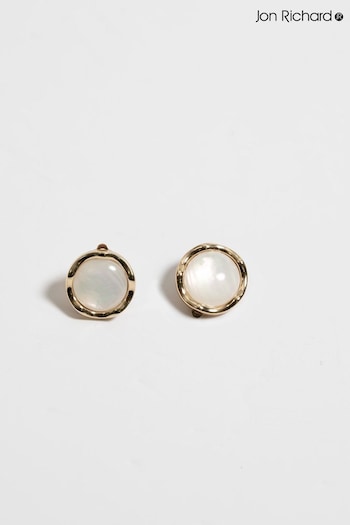 Jon Richard Gold Tone Oversized Mother Of Pearl Centre Round Clip Earrings (N20499) | £20