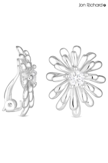 Jon Richard Silver Tone Floral Clip Earrings (N20519) | £20