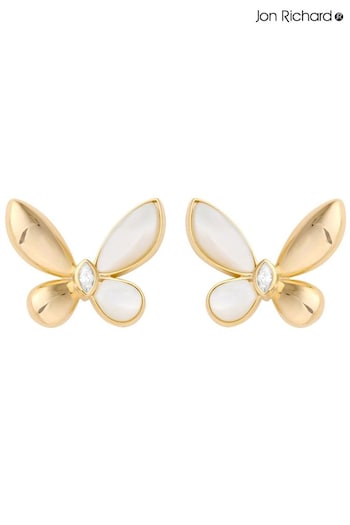 Jon Richard Gold Tone Polished And Mother Of Pearl Butterfly Stud Earrings (N20521) | £25