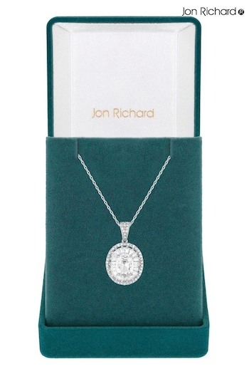 Jon Richard Silver Cubic Zirconia Statement Crystal Pendant Necklace (N20548) | £35