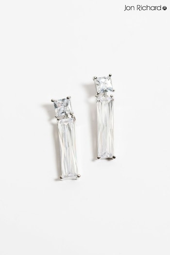 Jon Richard Silver Tone Cubic Zirconia Crystal Long Drop Earrings (N20565) | £20