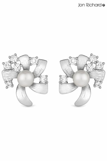 Jon Richard Silver Tone Pearl Centre Floral Stud Earrings (N20570) | £20