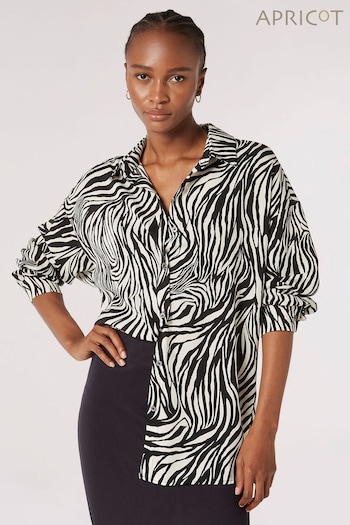 Apricot Black Zebra Swirl Oversized Shirt (N20610) | £35