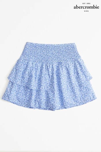 Abercrombie & Fitch Blue Floral Double Layer Ruffle Mini Skirt (N20701) | £29