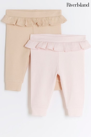 River Island Pink Baby For Frill Waist Leggings 2 Multipack (N20705) | £14