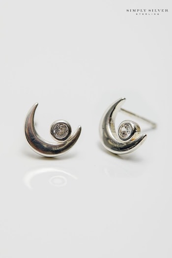 Simply Silver Sterling Silver Mini Moon Stud Earrings (N20719) | £15