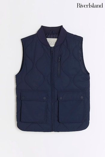 River Island Blue Quilted Bomber Gilet (N20734) | £28 - £35