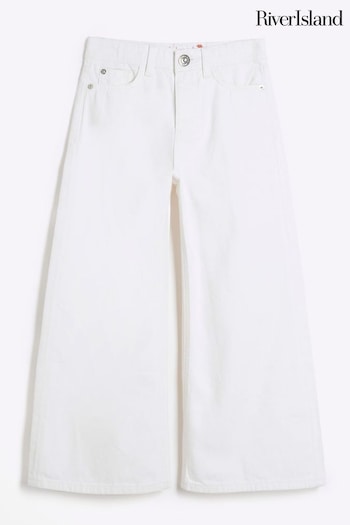 River Island White Girls Wide Leg Jeans GEO (N20736) | £21 - £25