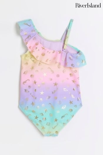 River Island Purple Girls Rainbow Swimsuit (N20750) | £16