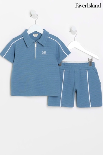 River Island Blue Boys Pique Polo Set (N20763) | £25