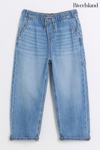 River Island Blue Medium Boys Wash Pull On Baggy Jeans (N20794) | £20 - £25