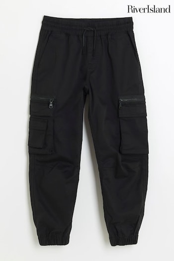 River Island Black Boys Tech Cargo Trousers CONJUNTO (N20808) | £20 - £25