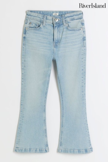 River Island Blue Girls Light Wash Flare Jeans GEO (N20810) | £21 - £25