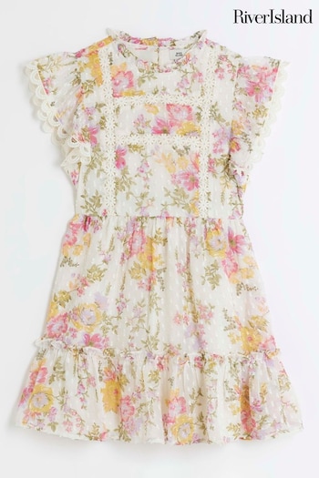 River Island Pink Light Older Girls Floral Chiffon Dress (N20817) | £22 - £28